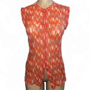 Lucky Brand Vibrant Abstract Sleeveless Silk-Blend Blouse – Size Small